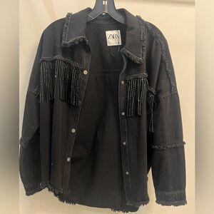 Zara black and rhinestone jacket